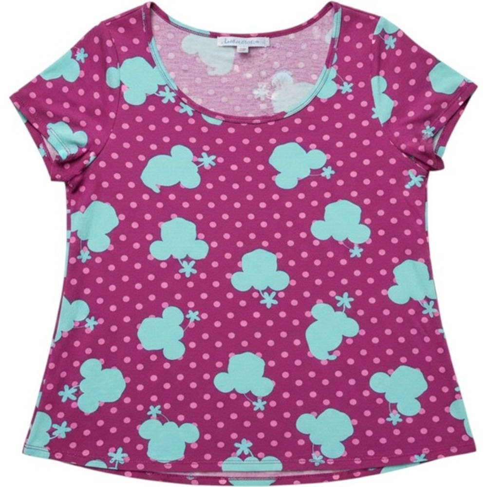 LuLaRoe Classic Top Womens Large Disney Minnie Mouse Purple Polka Dot Teal